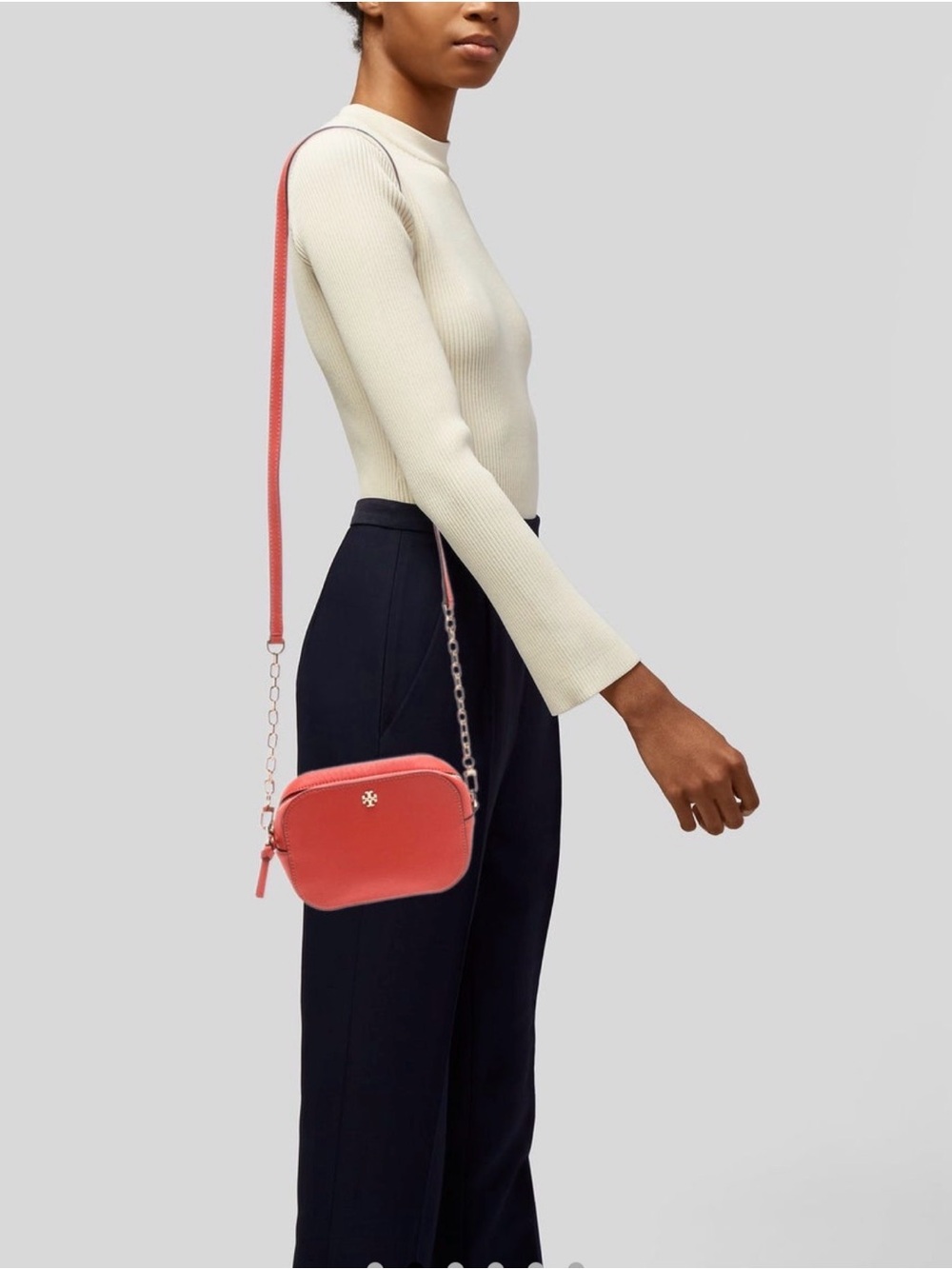 Tory Burch Emerson Red Saffiano Leather Crossbody Bag